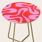 Retro Modern Soft Curves Abstract Pop Pattern in Preppy Pink and Red Side Table Gallery Image 2