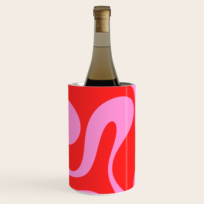 Retro Modern Soft Curves Abstract Pop Pattern in Preppy Pink and Red Wine Chiller Gallery Image 1