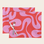 Retro Modern Soft Curves Abstract Pop Pattern in Preppy Pink and Red Placemat Gallery Image 1