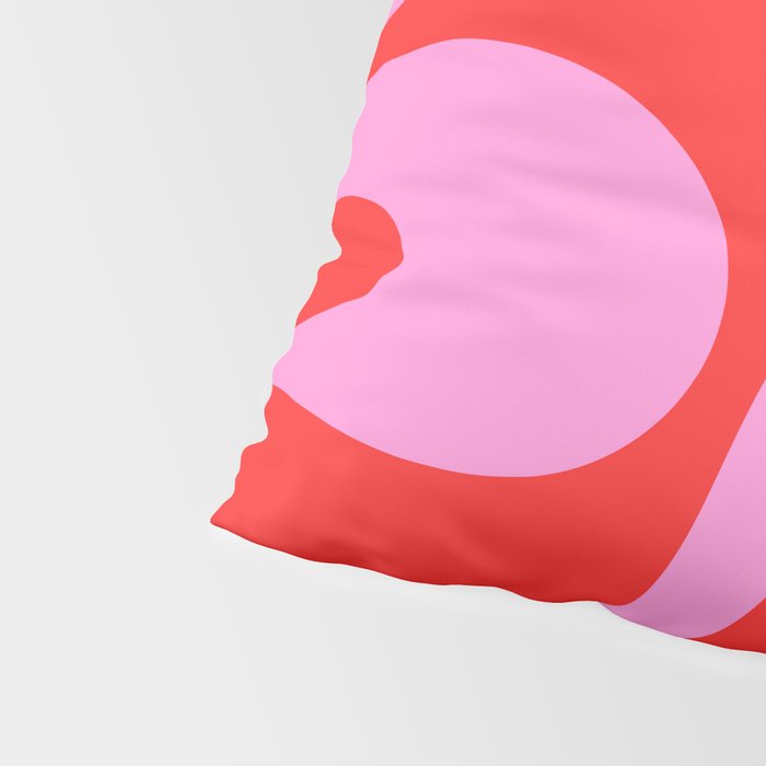 Retro Modern Soft Curves Abstract Pop Pattern in Preppy Pink and Red Pillow Sham Gallery Image 4