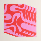 Retro Modern Soft Curves Abstract Pop Pattern in Preppy Pink and Red Wrapping Paper Gallery Image 3