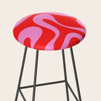 Retro Modern Soft Curves Abstract Pop Pattern in Preppy Pink and Red Stool Gallery Image 2