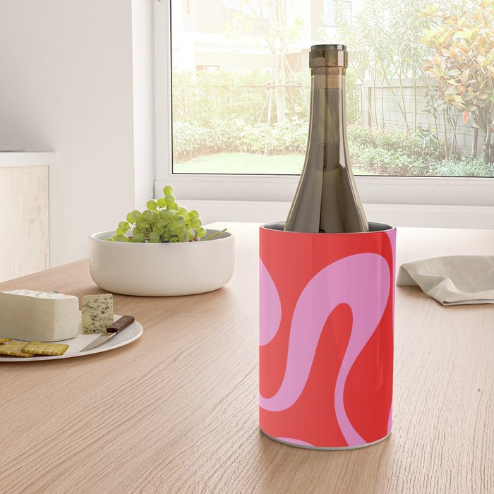 Retro Modern Soft Curves Abstract Pop Pattern in Preppy Pink and Red Wine Chiller Gallery Image 4