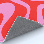 Retro Modern Soft Curves Abstract Pop Pattern in Preppy Pink and Red Rug Gallery Image 4