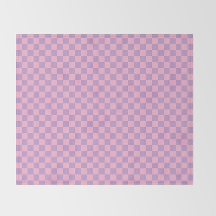 Lavender and Pink Checkered Checked Mini Checkerboard Pattern Throw Blanket Gallery Image 2