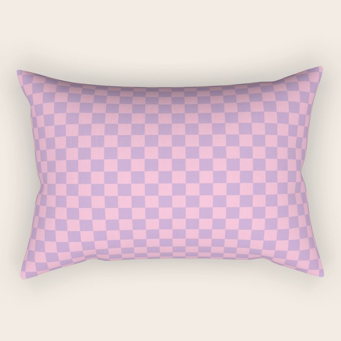 Lavender and Pink Checkered Checked Mini Checkerboard Pattern Rectangular Pillow Gallery Image 1