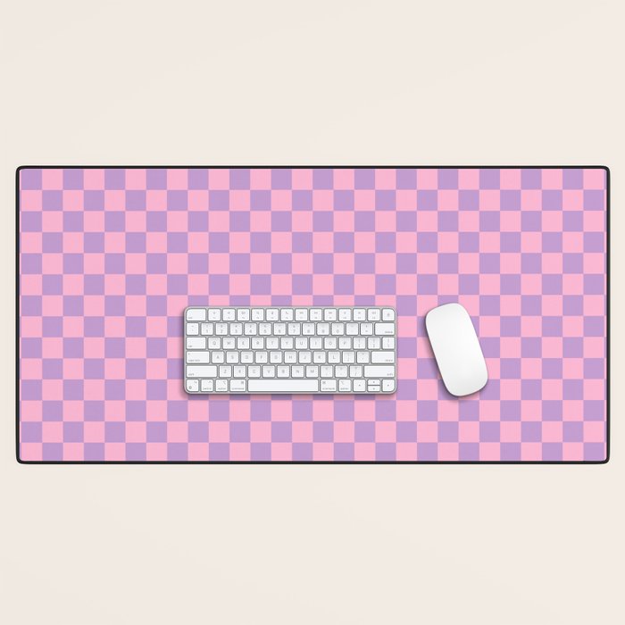 Lavender and Pink Checkered Checked Mini Checkerboard Pattern Desk Mat Gallery Image 1