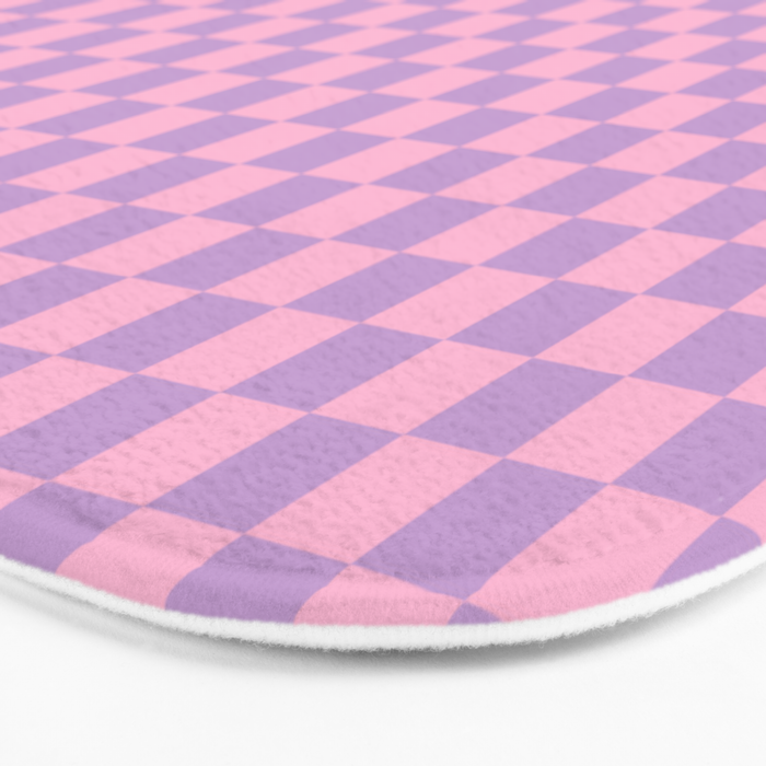 Lavender and Pink Checkered Checked Mini Checkerboard Pattern Bath Mat Gallery Image 3