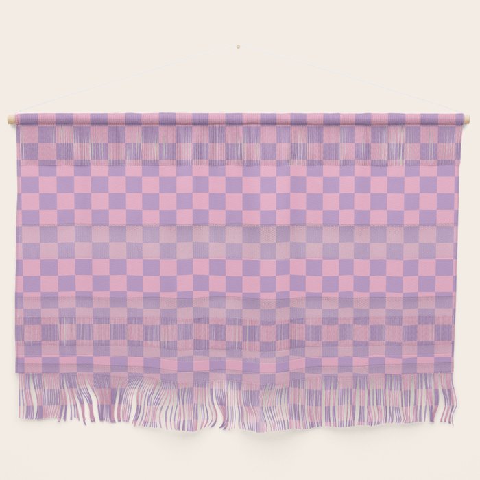 Lavender and Pink Checkered Checked Mini Checkerboard Pattern Wall Hanging Gallery Image 1