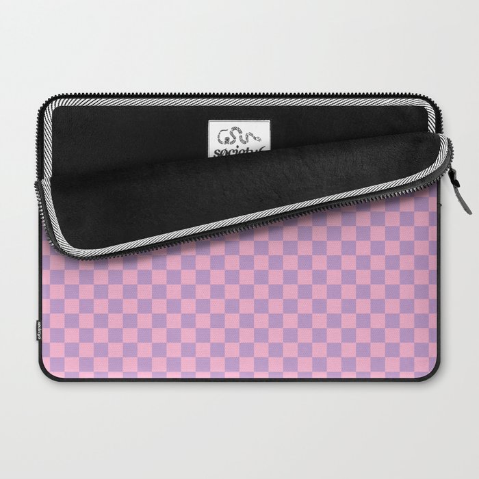 Lavender and Pink Checkered Checked Mini Checkerboard Pattern Laptop Sleeve Gallery Image 2