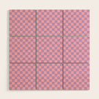 Lavender and Pink Checkered Checked Mini Checkerboard Pattern Wood Wall Art Gallery Image 1