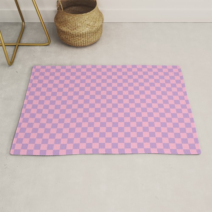 Lavender and Pink Checkered Checked Mini Checkerboard Pattern Rug Gallery Image 1