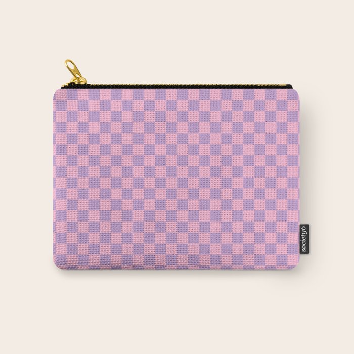 Lavender and Pink Checkered Checked Mini Checkerboard Pattern Carry All Pouch Gallery Image 1