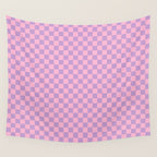 Lavender and Pink Checkered Checked Mini Checkerboard Pattern Wall Tapestry Gallery Image 4