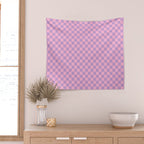 Lavender and Pink Checkered Checked Mini Checkerboard Pattern Wall Tapestry Gallery Image 2