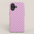 Lavender and Pink Checkered Checked Mini Checkerboard Pattern iPhone Case Gallery Image 1