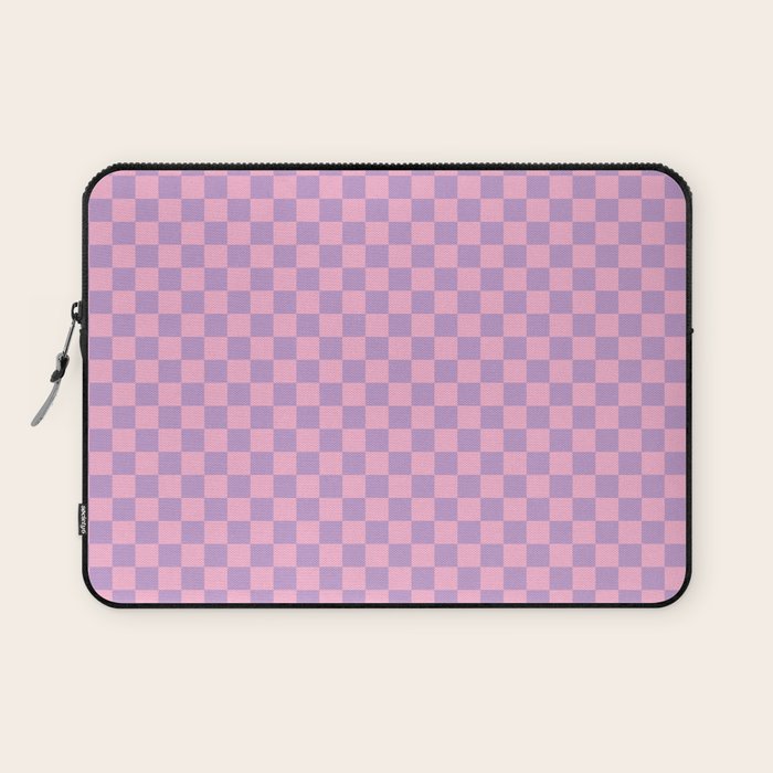 Lavender and Pink Checkered Checked Mini Checkerboard Pattern Laptop Sleeve Gallery Image 1