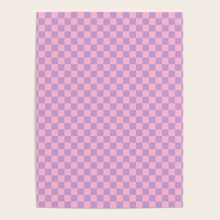 Lavender and Pink Checkered Checked Mini Checkerboard Pattern Poster Gallery Image 4