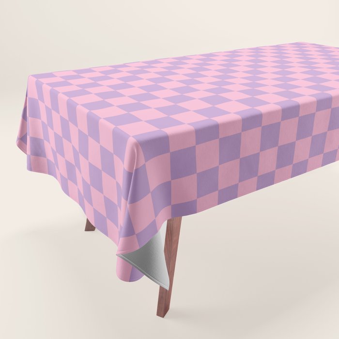 Lavender and Pink Checkered Checked Mini Checkerboard Pattern Tablecloth Gallery Image 1