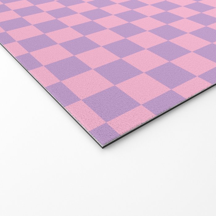 Lavender and Pink Checkered Checked Mini Checkerboard Pattern Welcome Mat Gallery Image 2