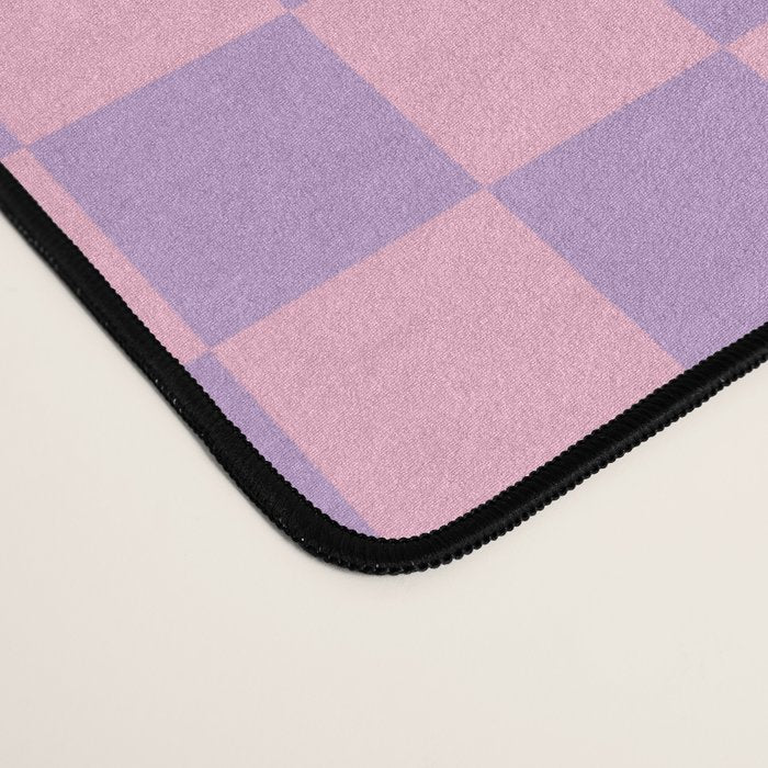 Lavender and Pink Checkered Checked Mini Checkerboard Pattern Desk Mat Gallery Image 4