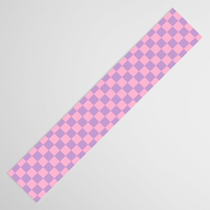 Lavender and Pink Checkered Checked Mini Checkerboard Pattern Table Runner Gallery Image 3