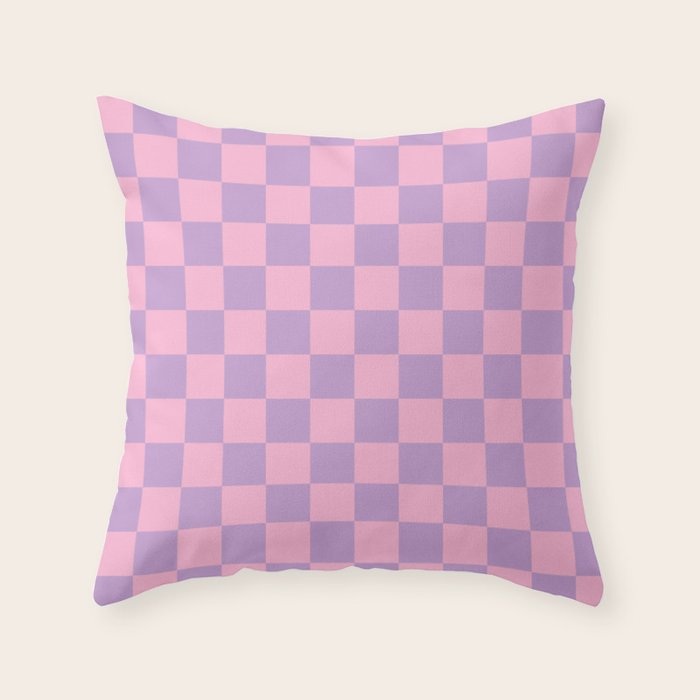Lavender and Pink Checkered Checked Mini Checkerboard Pattern Throw Pillow Gallery Image 1