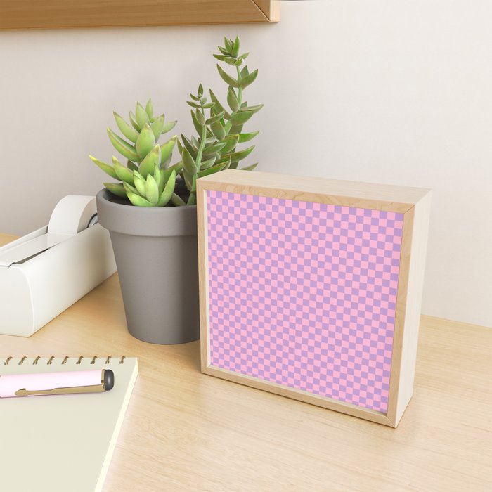 Lavender and Pink Checkered Checked Mini Checkerboard Pattern Mini Art Print Gallery Image 2