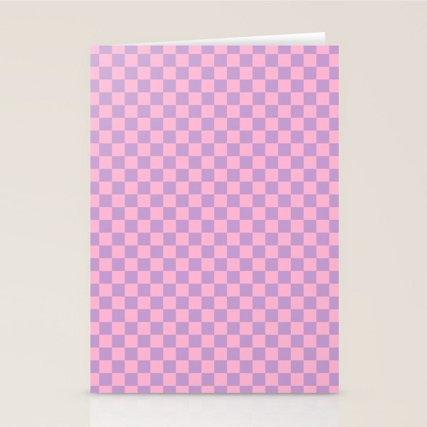 Lavender and Pink Checkered Checked Mini Checkerboard Pattern Stationery Card Gallery Image 1