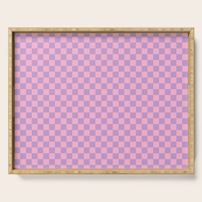 Lavender and Pink Checkered Checked Mini Checkerboard Pattern Serving Tray Gallery Image 1