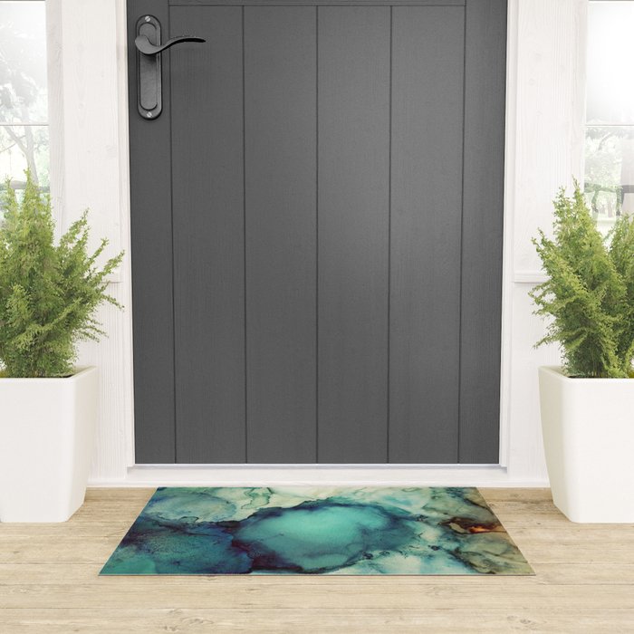 Teal Abstract Welcome Mat Gallery Image 3