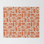Mid Century Modern Piquet Geometric Multi Pattern in Orange Spice and Beige Throw Blanket Gallery Image 2