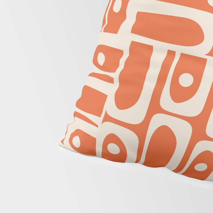 Mid Century Modern Piquet Geometric Multi Pattern in Orange Spice and Beige Pillow Sham Gallery Image 4