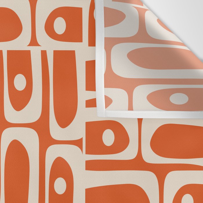 Mid Century Modern Piquet Geometric Multi Pattern in Orange Spice and Beige Wall Tapestry Gallery Image 3