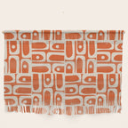 Mid Century Modern Piquet Geometric Multi Pattern in Orange Spice and Beige Wall Hanging Gallery Image 1