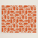 Mid Century Modern Piquet Geometric Multi Pattern in Orange Spice and Beige Jigsaw Puzzle Gallery Image 1