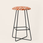 Mid Century Modern Piquet Geometric Multi Pattern in Orange Spice and Beige Stool Gallery Image 1