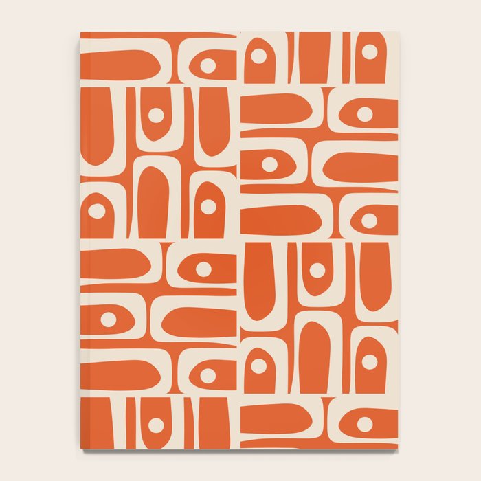 Mid Century Modern Piquet Geometric Multi Pattern in Orange Spice and Beige Notebook Gallery Image 4