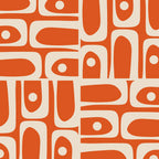 Mid Century Modern Piquet Geometric Multi Pattern in Orange Spice and Beige Coffee Mug Gallery Image 2