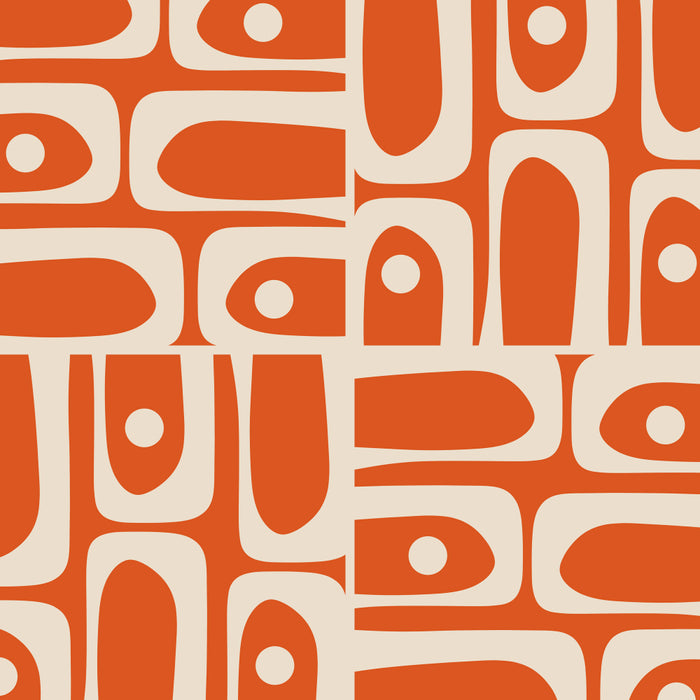 Mid Century Modern Piquet Geometric Multi Pattern in Orange Spice and Beige Coffee Mug Gallery Image 2