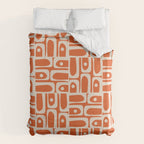 Mid Century Modern Piquet Geometric Multi Pattern in Orange Spice and Beige Duvet Cover Gallery Image 6