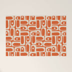 Mid Century Modern Piquet Geometric Multi Pattern in Orange Spice and Beige Welcome Mat Gallery Image 1