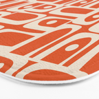 Mid Century Modern Piquet Geometric Multi Pattern in Orange Spice and Beige Bath Mat Gallery Image 3