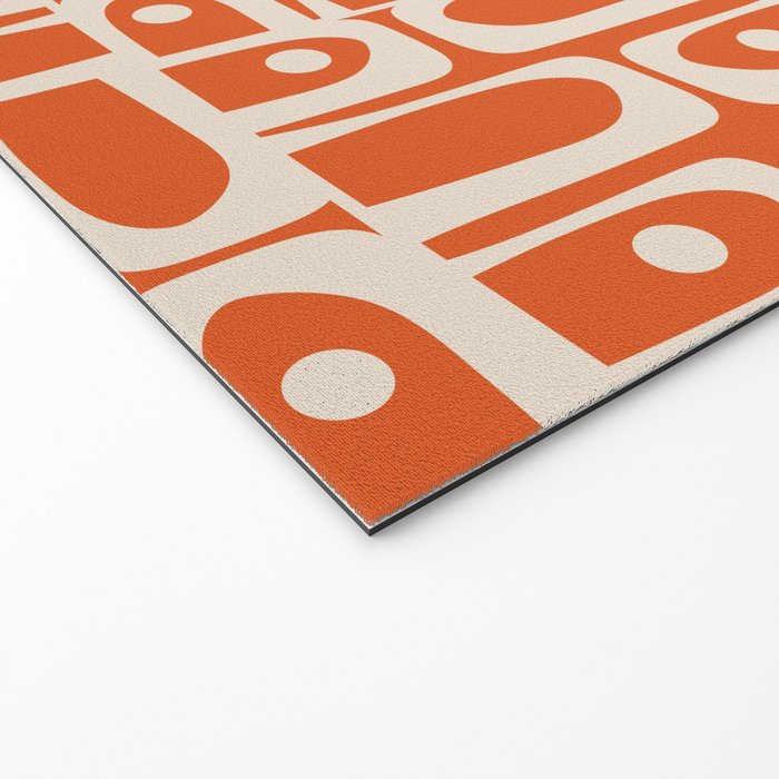 Mid Century Modern Piquet Geometric Multi Pattern in Orange Spice and Beige Welcome Mat Gallery Image 2