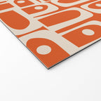 Mid Century Modern Piquet Geometric Multi Pattern in Orange Spice and Beige Welcome Mat Gallery Image 2