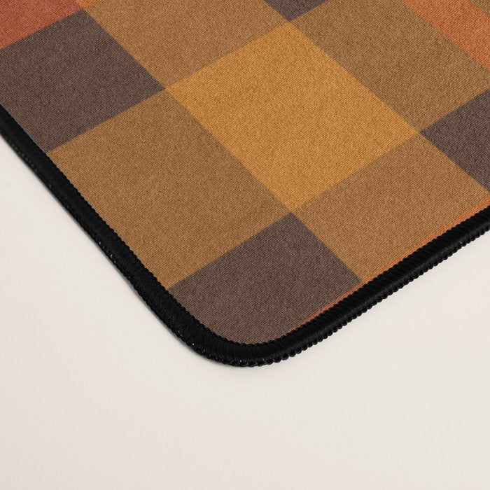 Autumn Plaid Pattern in Retro 70s Orange and Brown Desk Mat Gallery Image 4