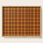 Autumn Plaid Pattern in Retro 70s Orange and Brown Serving Tray Gallery Image 1