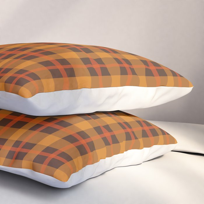 Autumn Plaid Pattern in Retro 70s Orange and Brown Pillow Sham Gallery Image 3