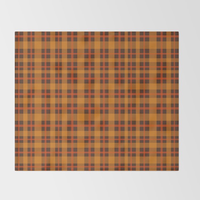 Autumn Plaid Pattern in Retro 70s Orange and Brown Throw Blanket Gallery Image 2