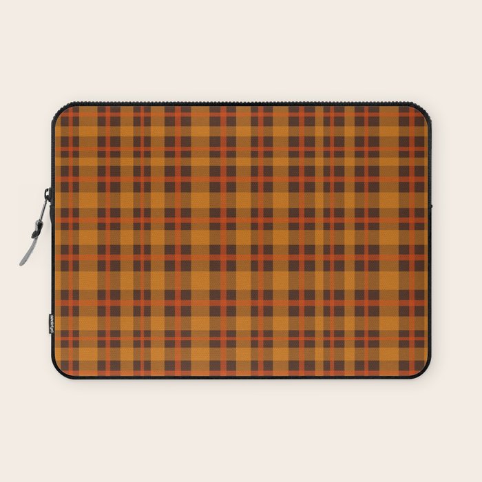 Autumn Plaid Pattern in Retro 70s Orange and Brown Laptop Sleeve Gallery Image 1